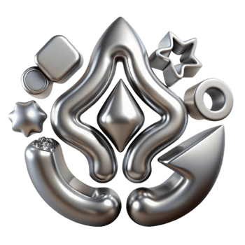 Abstract Silver 3D Shapes Geometric Design Composition png