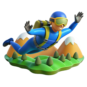 Skydiving Adventure 3D Render of a Freefall Over Mountains png