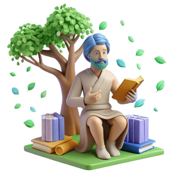 Scholar Reading Under a Tree 3D Render of Peaceful Study png