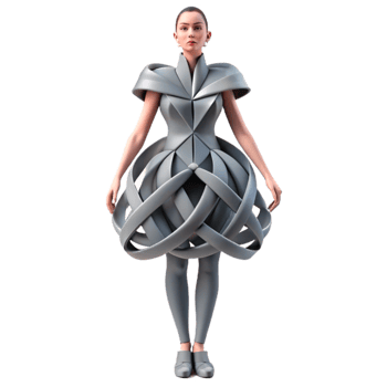 Geometric Fashion 3D-Printed Dress Design png