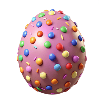 Candy Coated Easter Egg Festive 3D Render png