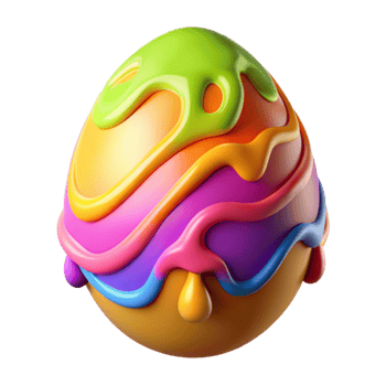 Colorful Dripping Egg A 3D Render of an Abstract Easter Egg png