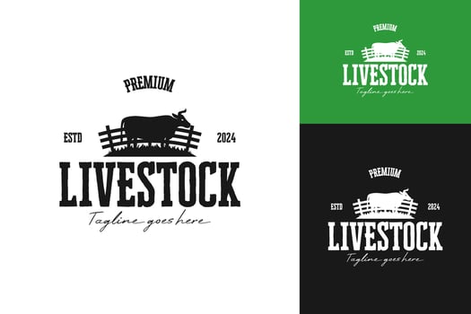 Vintage cattle animal farm logo design template illustration vector