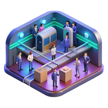 Futuristic Transportation System Automated Passenger Processing and Conveyer Belt Technology png