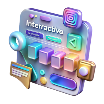 Interactive 3D UI Design Colorful Buttons, Cubes, and Interface Elements png