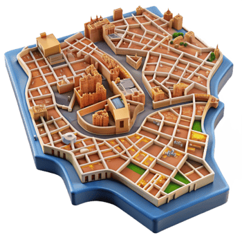 Isometric Cityscape Architectural Model of Urban Blocks png