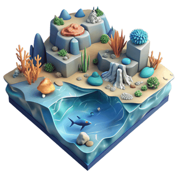 Isometric Ocean Scene Underwater Reef Coastal Landscape png