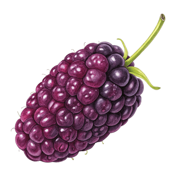 Mulberry on white on transparent background png