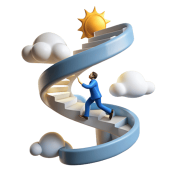 Ascending the Stairway to Success A Journey of Growth and Achievement png