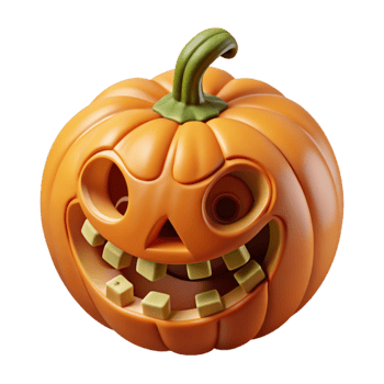 Grinning Jack-o -lantern 3D Render of a Spooky Halloween Pumpkin png