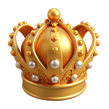 Golden Crown with Pearls Regal Headwear, 3D Render png