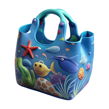 Undersea-themed Tote Bag Ocean Life Design, Kids Summer Bag, Beach Accessory png