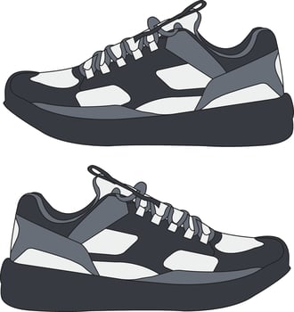 Shoes outline drawing symbol icon. Set of shoes for training. Shoe sneakers illustration collection set. Shoes in flat style vector