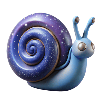 Cosmic Snail 3D Render of a Galaxy-Themed Snail png