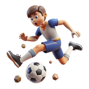 3D Cartoon Soccer Player Kicking Ball png