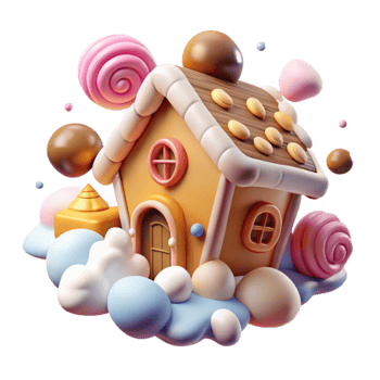 Whimsical Candy House in a Sweet Cloud png