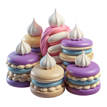 Pastel Macarons Meringues A Sweet 3D Render png