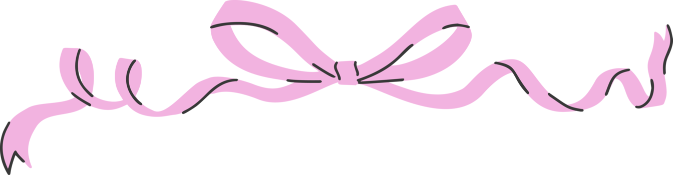 Pink bow with ribbon and knot. Cute flat vintage doodle style, perfect for gifts, holidays, Valentine, and decorative designs. png