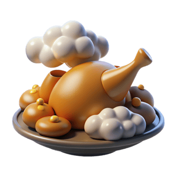 3D Render of Steaming Kettle with Buns png