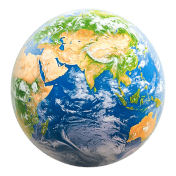 Detailed View of Earth Globe with Land and Water Diversity png