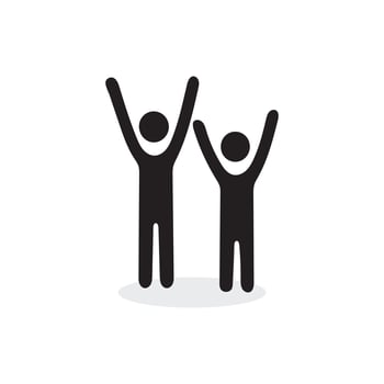 happy children cheering hands. vector