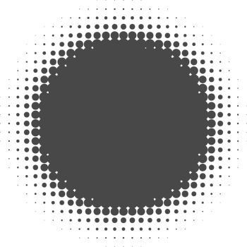 Dotted halftone abstract shape. Blurred shadow. Graphic element circular organic blob with gradation effect png