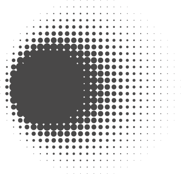 Dotted halftone abstract shape. Blurred shadow. Graphic circular element organic blob with gradation effect. png