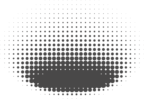 Dotted halftone abstract shape. Blurred shadow. Graphic element. Circular organic blob with gradation effect. png