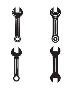 Simple Black Wrench Illustrations vector