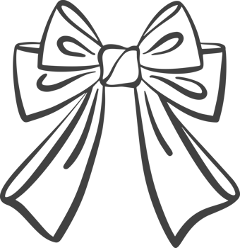 Outline bow with ribbon and knot. Black line sketch illustration. Cute vintage hand drawn silhouette perfect for holidays, gifts and decorative designs. png