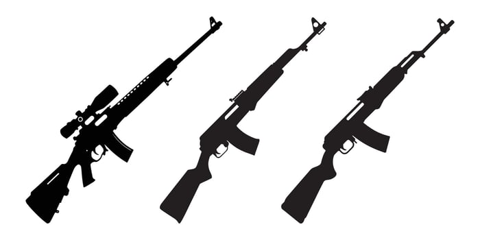 rifle silhouette set. design white background vector