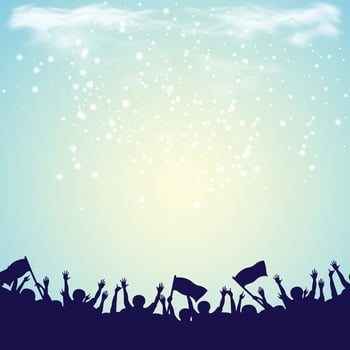 Crowd sky blue and light, support group, crowd people, abstract gradient, background vector
