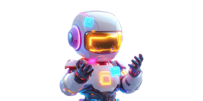 Futuristic robot with neon lights isolated on transparent background png