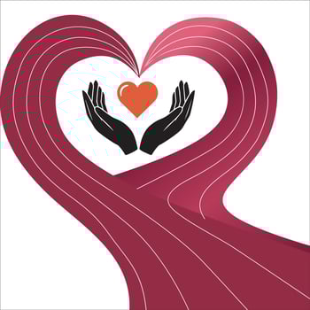 Heart and Hands Together Icon vector