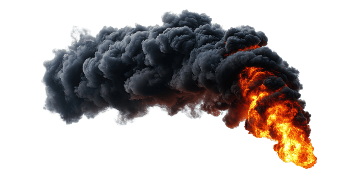 Smoke and fire explosion isolated on transparent background png