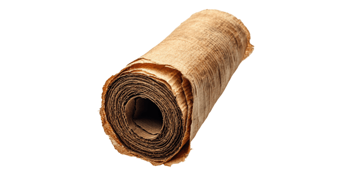 Rolled brown cardboard paper isolated on transparent background png