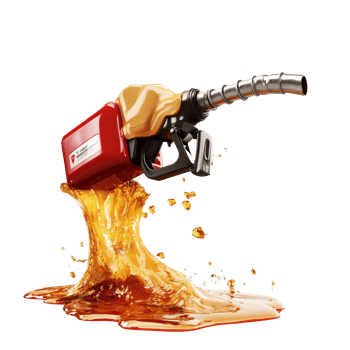 Gasoline pouring from a pump with vibrant liquid splashing onto a transparent background during daylight, Gasoline gushing out from pump isolated on transparent background png