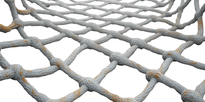 Woven rope netting structure isolated on transparent background png