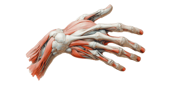 Human hand musculature anatomy isolated on transparent background png