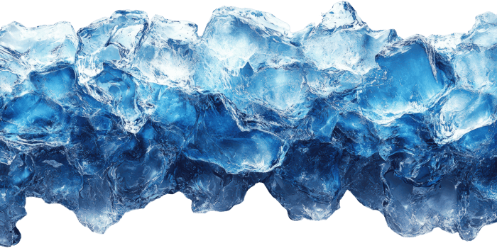 Ice crystals blue glacial textured formation isolated on transparent background png