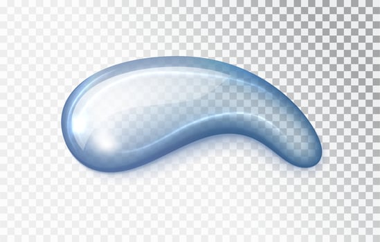 liquid cosmetic Blue gel isolated. Transparent gel drop product sample. Realistic water spill vector