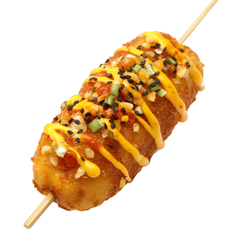 Korean-Style Corn Dog with a Crispy Coating png