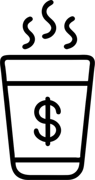 Cup with symbol in outline icon style, business and finance theme. png