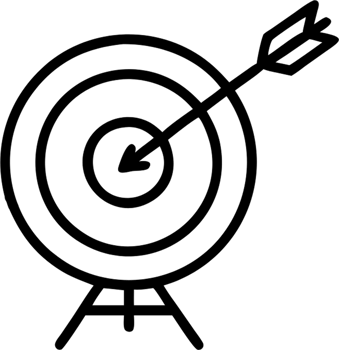 Archery target with arrow hitting the target in outline icon style, business and finance theme. png