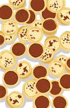 Delicious chocolate flavored dry pies vector