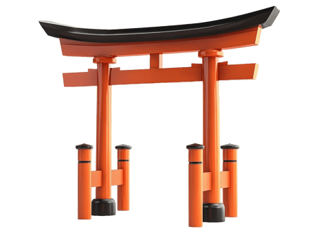 Japanese Torii arch gate isolated on transparent png