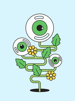 Playful plant with eyes vector