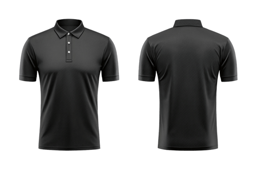 Classic Black Polo Shirt Mockup Front and Back View png