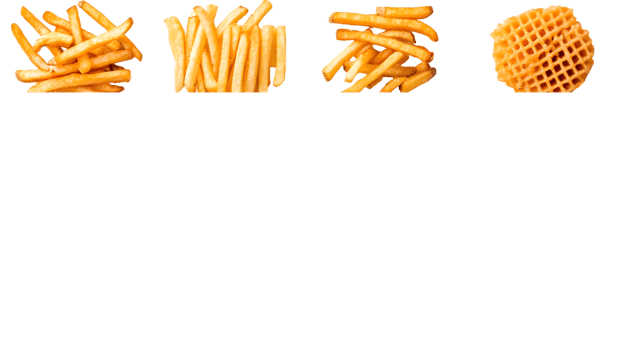 Three Piles of French Fries and One Waffle-Cut Potato png