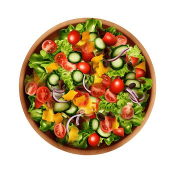 Colorful Vegetable Salad with Broccoli Tomatoes Black Olives and Bell Peppers in a Bowl png